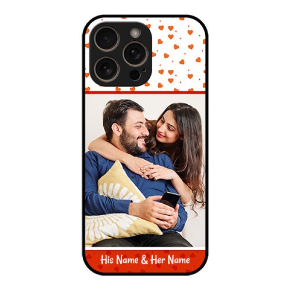 iPhone 16 Pro Custom Glass Phone Case - Orange Love Symbol Design iPhone 16 Pro Custom Glass Phone Case - Orange Love Symbol Design