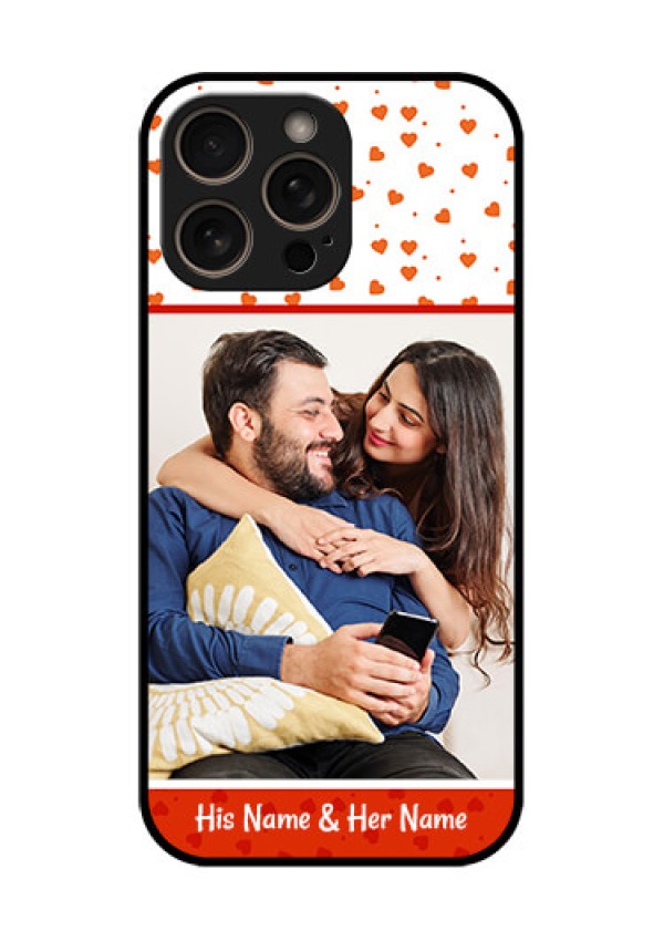 iPhone 16 Pro Custom Glass Phone Case - Orange Love Symbol Design