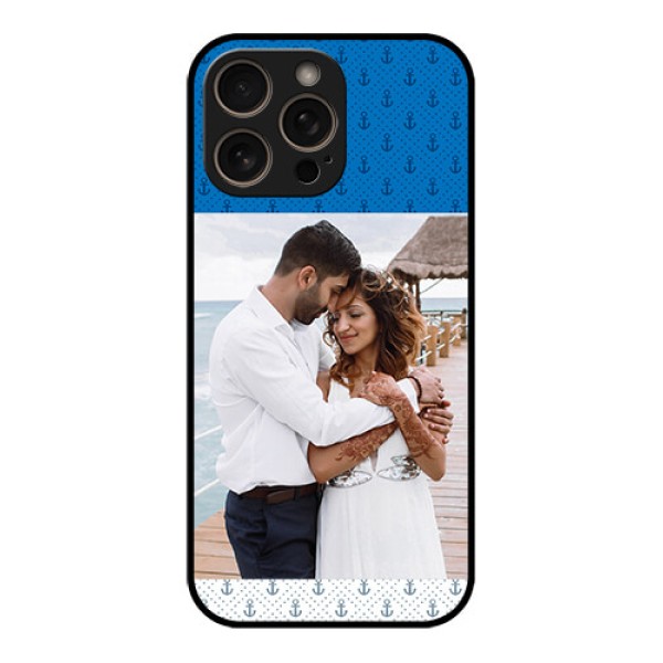 iPhone 16 Pro Custom Glass Phone Case - Blue Anchors Design