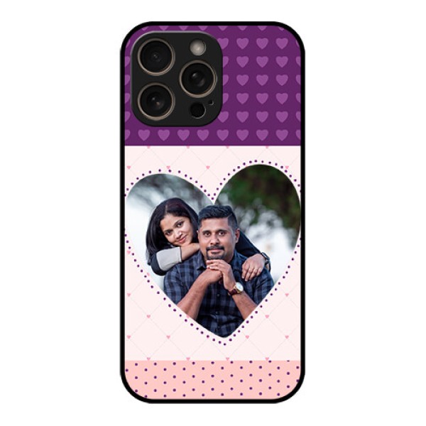 iPhone 16 Pro Custom Glass Phone Case - Violet Love Dots Design
