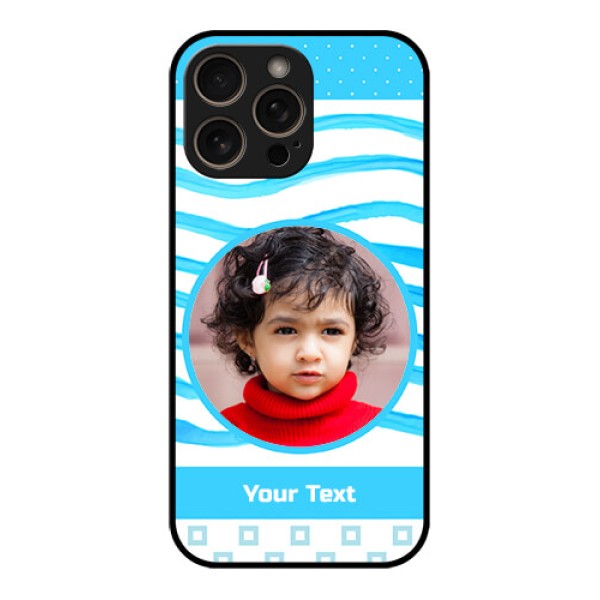 iPhone 16 Pro Custom Glass Phone Case - Simple Blue Case Design iPhone 16 Pro Custom Glass Phone Case - Simple Blue Case Design