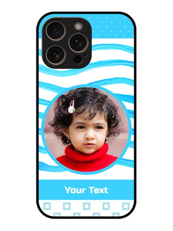 Custom iPhone 16 Pro Custom Glass Phone Case - Simple Blue Case Design