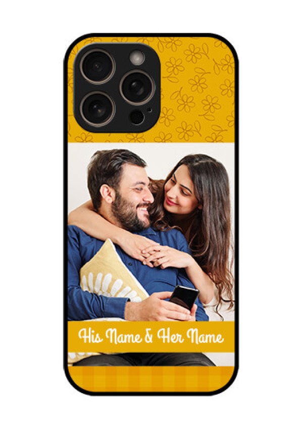 iPhone 16 Pro Custom Glass Phone Case - Yellow Floral Design