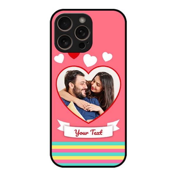 iPhone 16 Pro Custom Glass Phone Case - Love Shapes Doodle Design