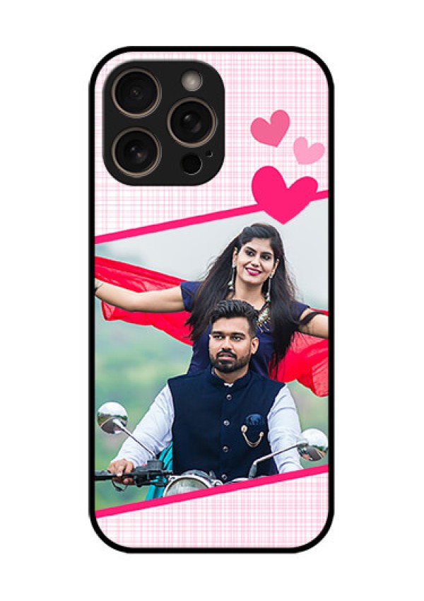 iPhone 16 Pro Custom Glass Phone Case - Love Shape Heart Design