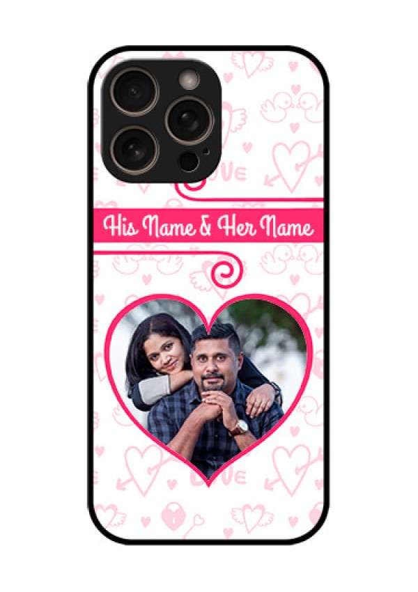 iPhone 16 Pro Custom Glass Phone Case - Heart Shape Love Design