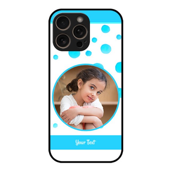 iPhone 16 Pro Custom Glass Phone Case - Blue Bubbles Pattern Design iPhone 16 Pro Custom Glass Phone Case - Blue Bubbles Pattern Design