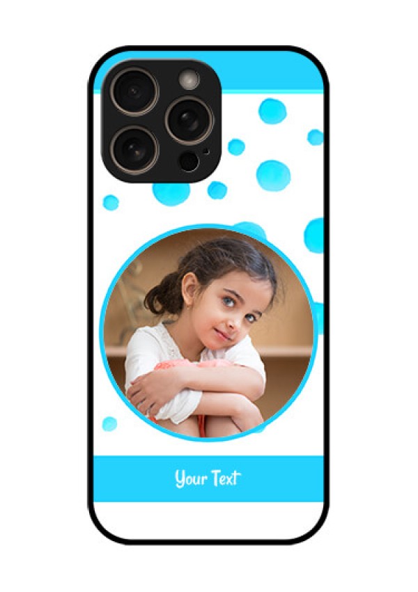 iPhone 16 Pro Custom Glass Phone Case - Blue Bubbles Pattern Design