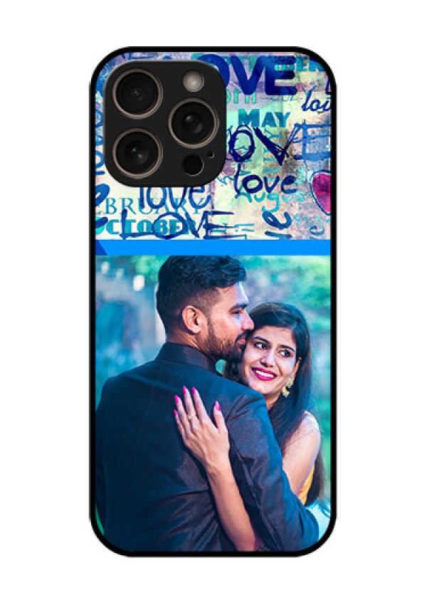 iPhone 16 Pro Custom Glass Phone Case - Colorful Love Design