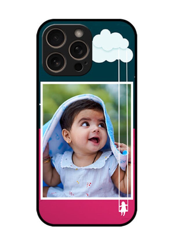 iPhone 16 Pro Custom Glass Phone Case - Cute Girl With Cloud Design
