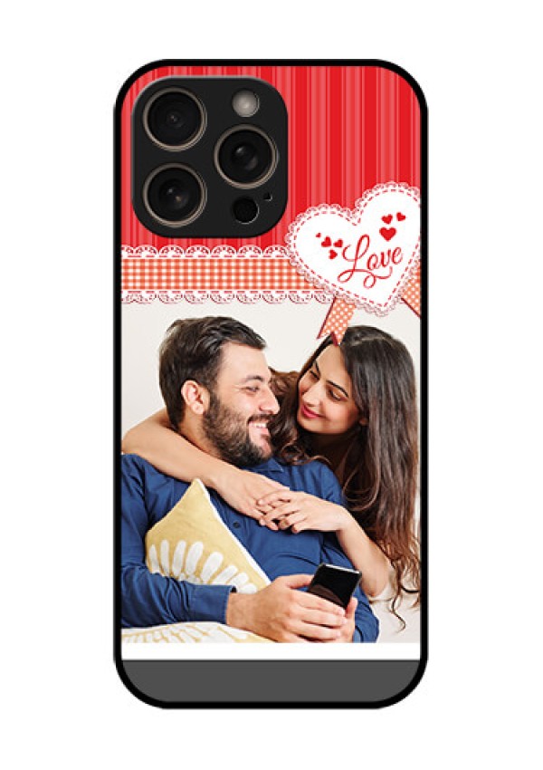 iPhone 16 Pro Custom Glass Phone Case - Red Love Pattern Design