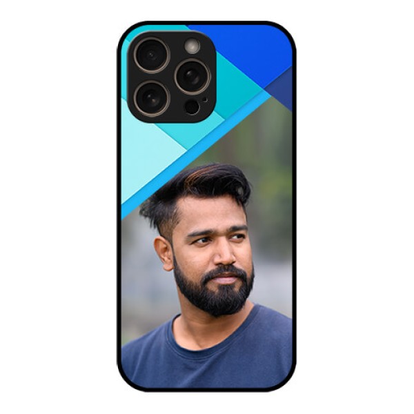 iPhone 16 Pro Custom Glass Phone Case - Blue Pattern Design