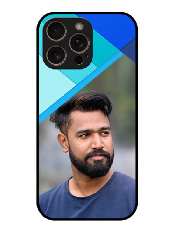 Custom iPhone 16 Pro Custom Glass Phone Case - Blue Pattern Design