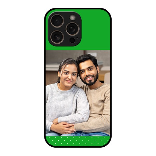 iPhone 16 Pro Custom Glass Phone Case - Green Pattern Design