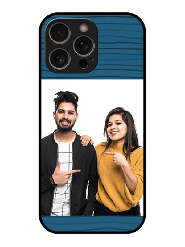 Custom iPhone 16 Pro Custom Glass Phone Case - Blue Pattern Cover Design