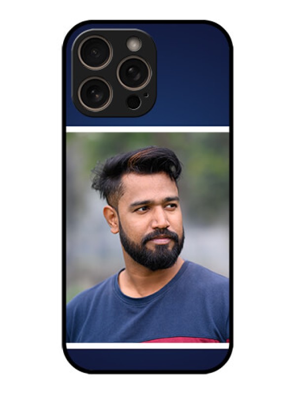 Custom iPhone 16 Pro Custom Glass Phone Case - Simple Royal Blue Design