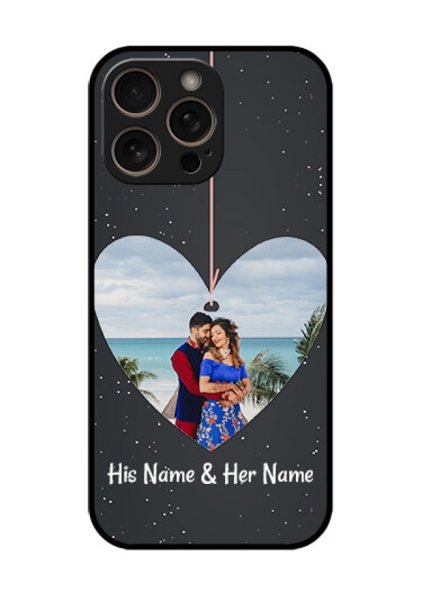 iPhone 16 Pro Custom Glass Phone Case - Hanging Heart Design