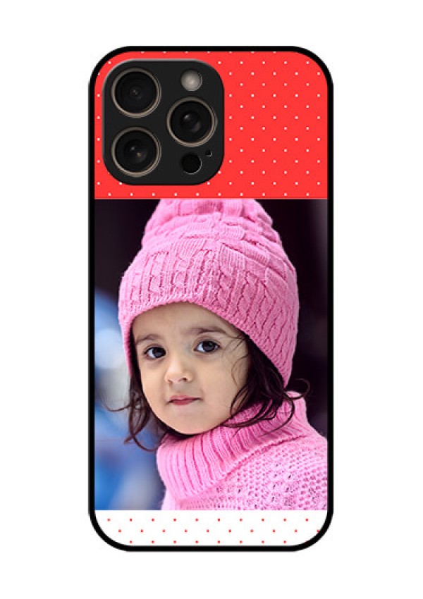 iPhone 16 Pro Custom Glass Phone Case - Red Pattern Design