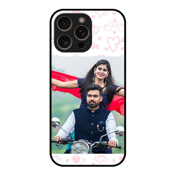 iPhone 16 Pro Custom Glass Phone Case - Pink Flying Heart Design