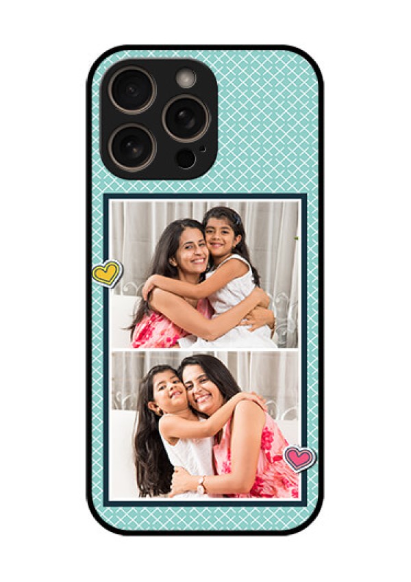 iPhone 16 Pro Custom Glass Phone Case - 2 Image Holder With Pattern Design
