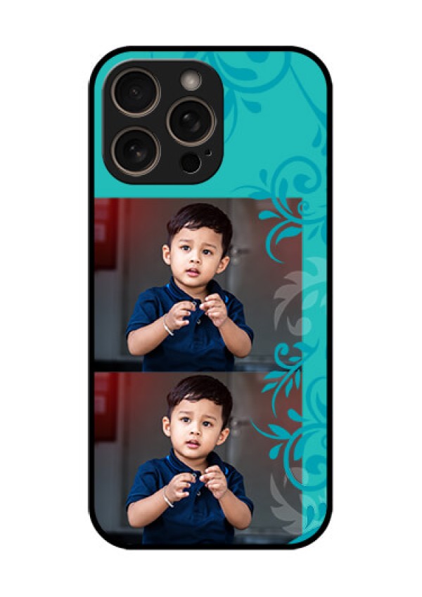iPhone 16 Pro Custom Glass Phone Case - With Photo And Green Floral Design