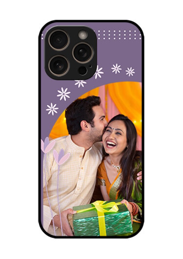 iPhone 16 Pro Custom Glass Phone Case - Lavender Flowers Design