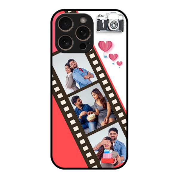 iPhone 16 Pro Custom Glass Phone Case - 3 Image Holder With Film Reel iPhone 16 Pro Custom Glass Phone Case - 3 Image Holder With Film Reel