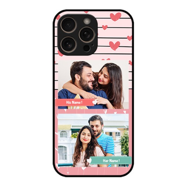 iPhone 16 Pro Custom Glass Phone Case - Photo With Heart Design