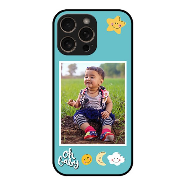 iPhone 16 Pro Custom Glass Phone Case - Smiley Kids Stars Design iPhone 16 Pro Custom Glass Phone Case - Smiley Kids Stars Design