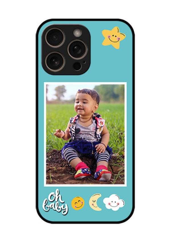 iPhone 16 Pro Custom Glass Phone Case - Smiley Kids Stars Design