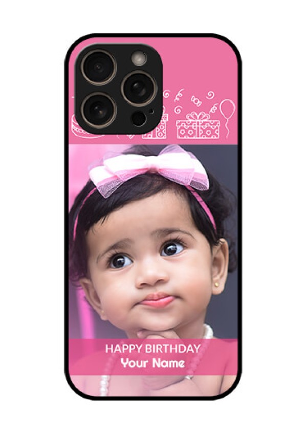 iPhone 16 Pro Custom Glass Phone Case - With Birthday Line Art Design