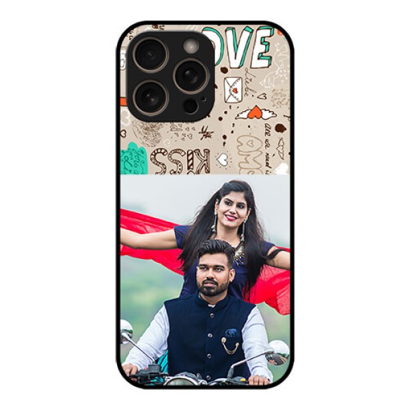 iPhone 16 Pro Custom Glass Phone Case - Love Doodle Pattern