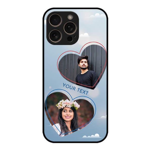 iPhone 16 Pro Custom Glass Phone Case - Blue Color Couple Design iPhone 16 Pro Custom Glass Phone Case - Blue Color Couple Design