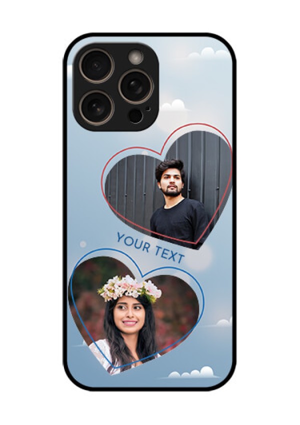 iPhone 16 Pro Custom Glass Phone Case - Blue Color Couple Design
