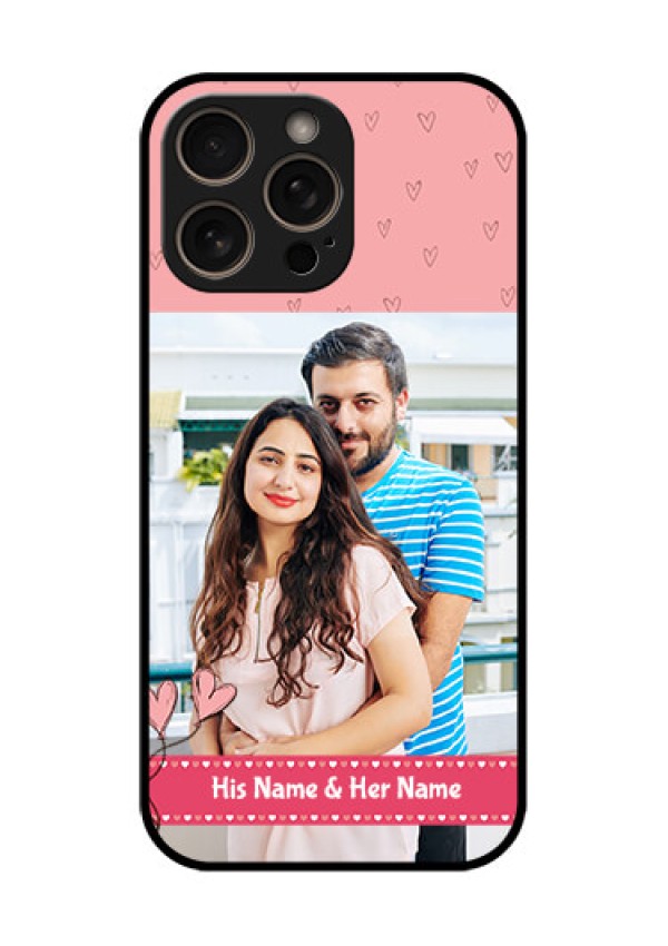 iPhone 16 Pro Custom Glass Phone Case - Love Design Peach Color