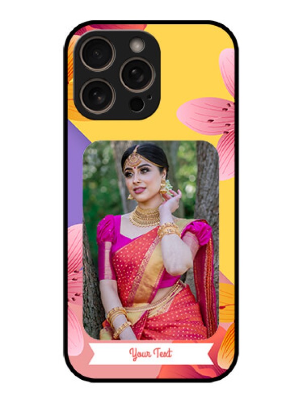 Custom iPhone 16 Pro Custom Glass Phone Case - 3 Image With Vintage Floral Design