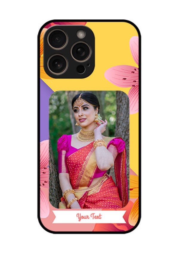 iPhone 16 Pro Custom Glass Phone Case - 3 Image With Vintage Floral Design