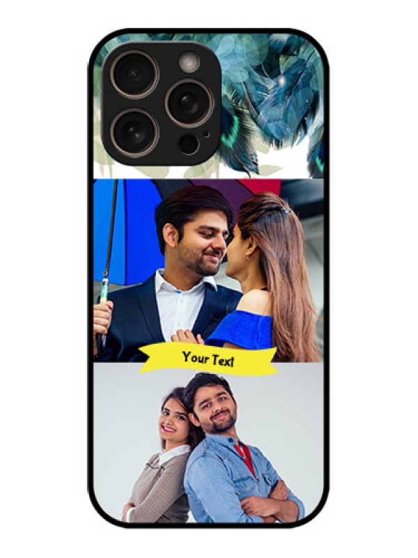 Custom iPhone 16 Pro Custom Glass Phone Case - Image With Boho Peacock Feather Design