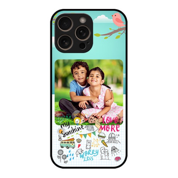 iPhone 16 Pro Custom Glass Phone Case - Doodle Love Design