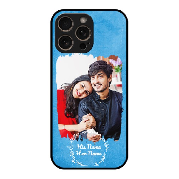 iPhone 16 Pro Custom Glass Phone Case - Blue Color Vintage Design iPhone 16 Pro Custom Glass Phone Case - Blue Color Vintage Design