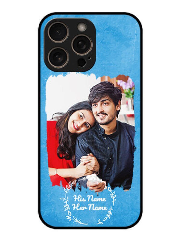 Custom iPhone 16 Pro Custom Glass Phone Case - Blue Color Vintage Design