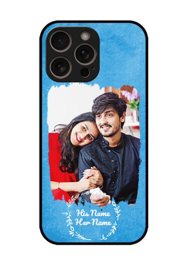 iPhone 16 Pro Custom Glass Phone Case - Blue Color Vintage Design