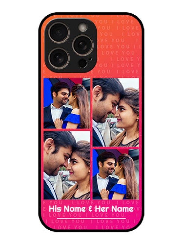 Custom iPhone 16 Pro Custom Glass Phone Case - I Love You Pink Design