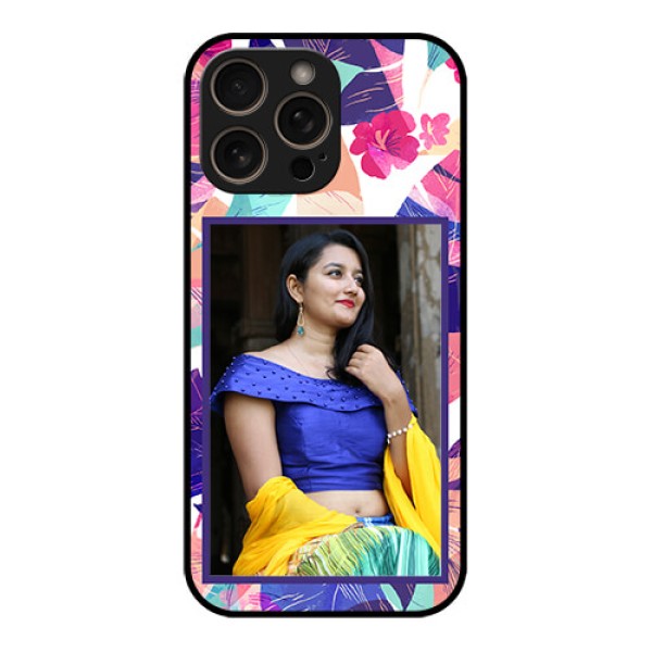 iPhone 16 Pro Custom Glass Phone Case - Abstract Floral Design