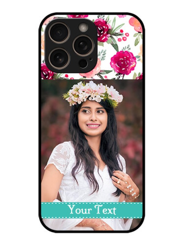 Custom iPhone 16 Pro Custom Glass Phone Case - Water Colors Floral Design