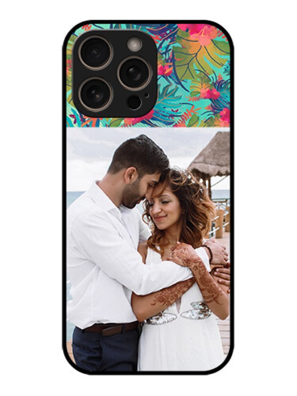 Custom iPhone 16 Pro Custom Glass Phone Case - Watercolor Floral Design