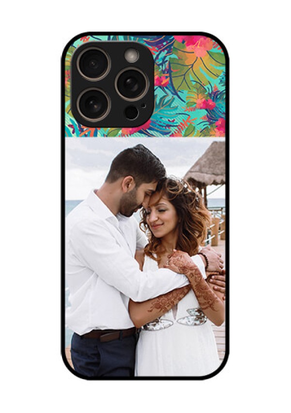 iPhone 16 Pro Custom Glass Phone Case - Watercolor Floral Design