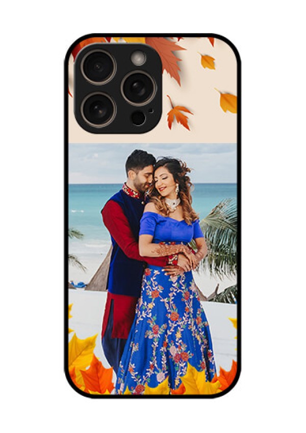 iPhone 16 Pro Custom Glass Phone Case - Autumn Maple Leaves Design