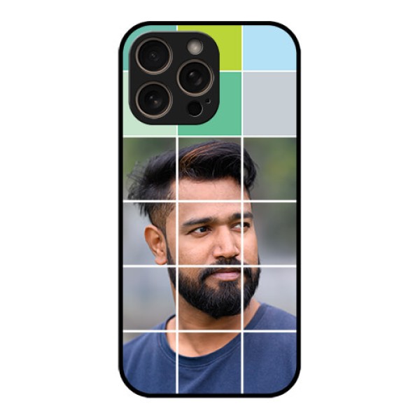 iPhone 16 Pro Custom Glass Phone Case - With White Box Pattern iPhone 16 Pro Custom Glass Phone Case - With White Box Pattern