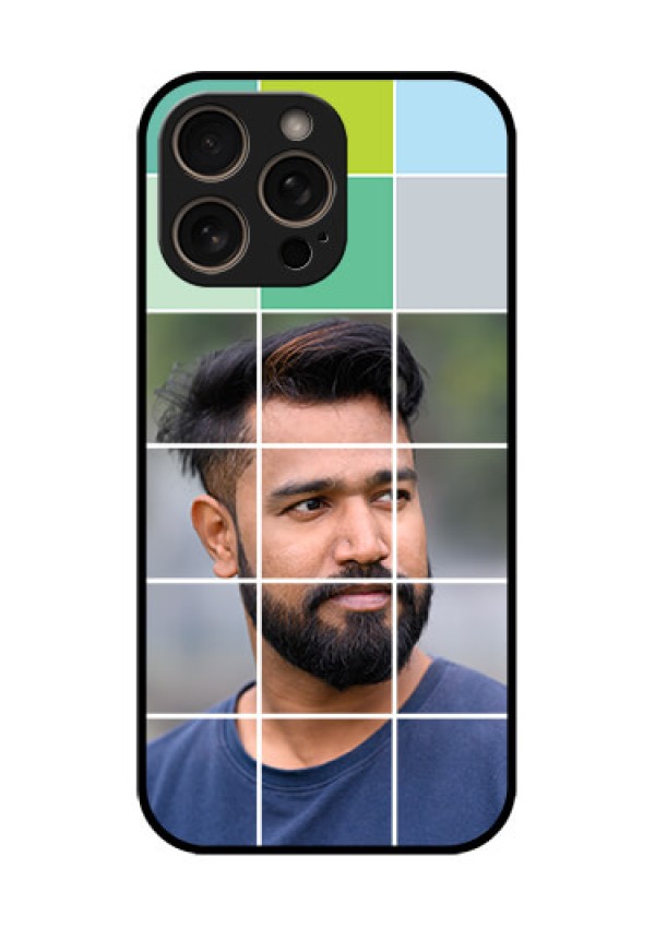 iPhone 16 Pro Custom Glass Phone Case - With White Box Pattern